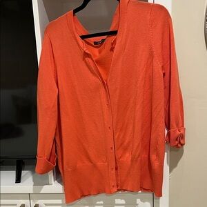 Orange Women's Lightweight Button-Front Cardigan